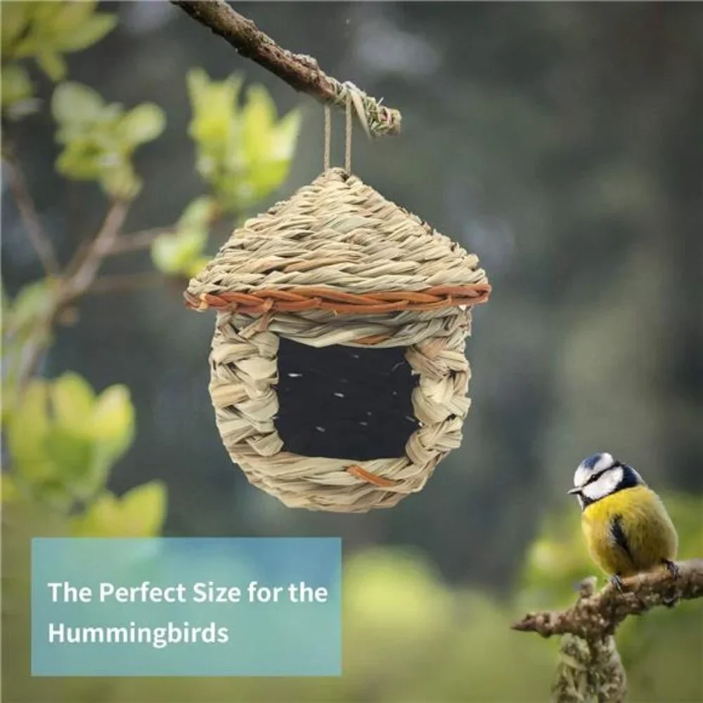 Gute Hummingbird House, Grass Hand Woven Birdhouses for Outdoors Hanging
